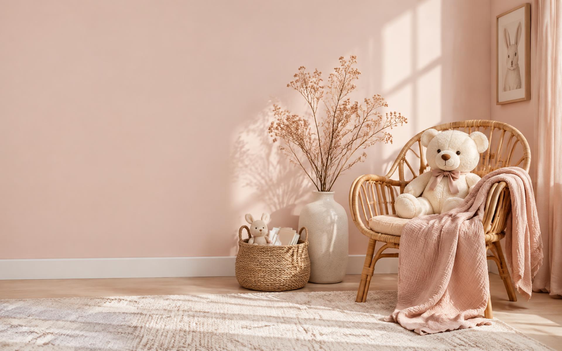 Chambre de bébé douce aux tons rose poudré
